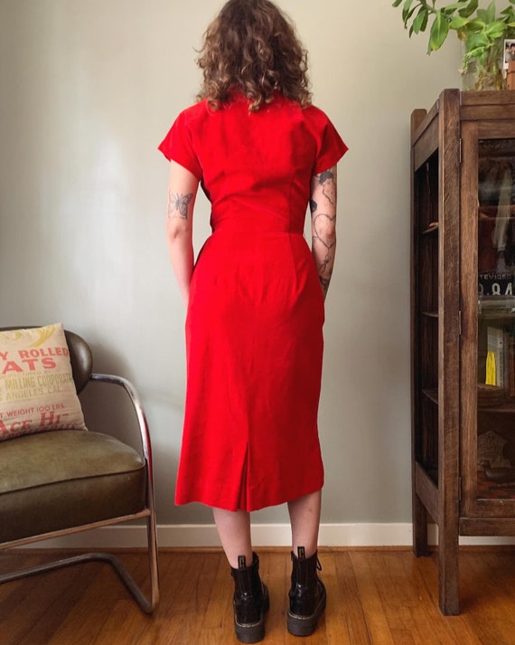 1950s Carol King Red Velvet Dress / vintage 50’s … - image 5