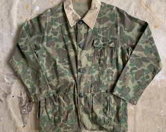 1960s Ted Williams Camo Hunting Jacket with Corduroy Collar / vintage 60’s camouflage hunter coat size medium