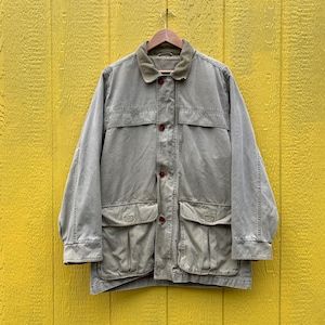 Veste de corvée en coton beige des années 1990 avec col en Curduroy / manteau de doublure sud-ouest beige kaki style papa vintage des années 90 grand xl