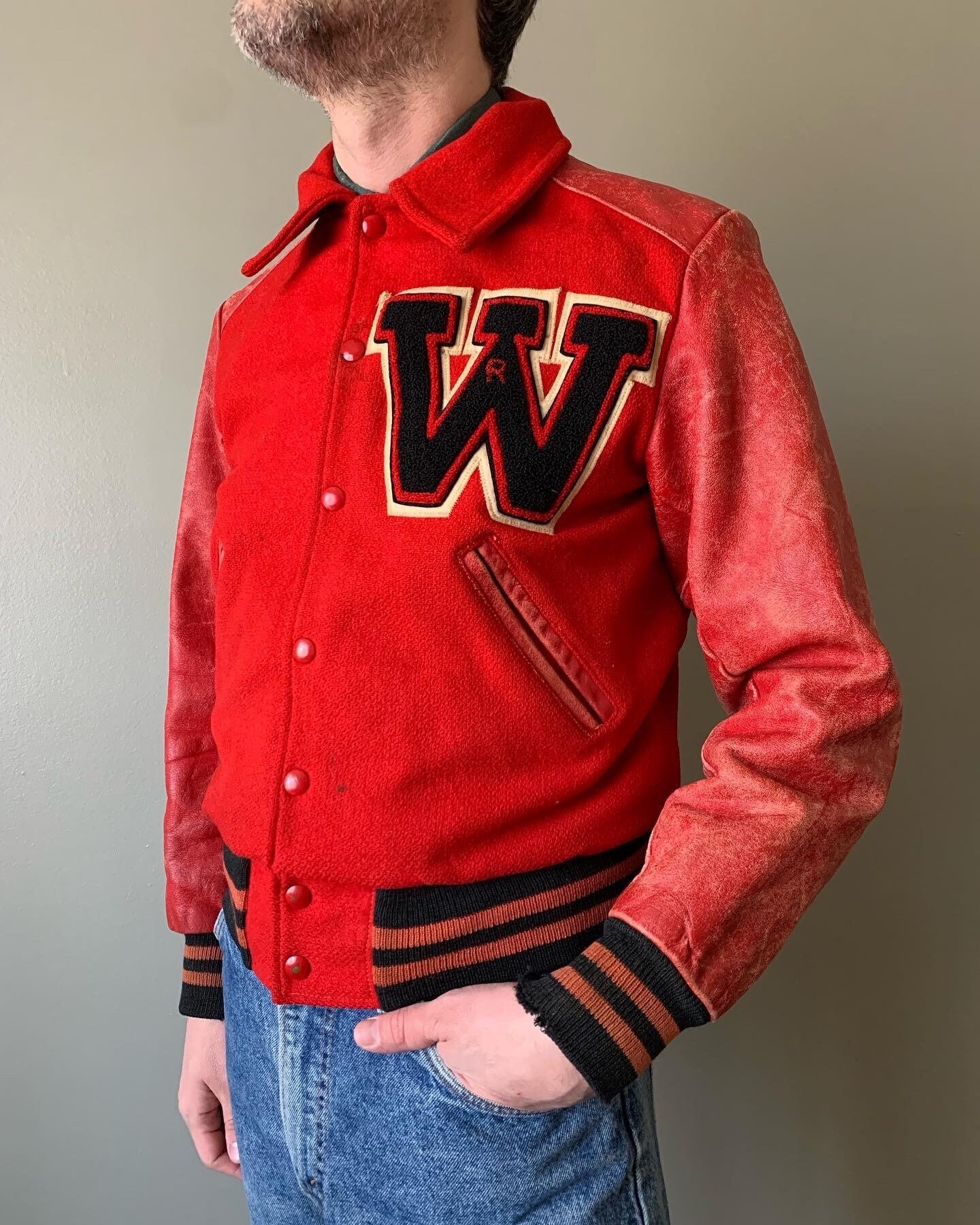 Off-White Red/Orange Varsity Letterman Jacket