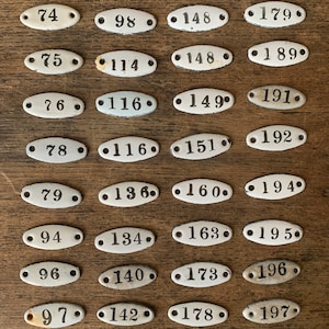 Antique French Enamel Number Plate / vintage small oval numbers tag plates door drawer mailbox 1920s 1930s 1940s organizer collectible