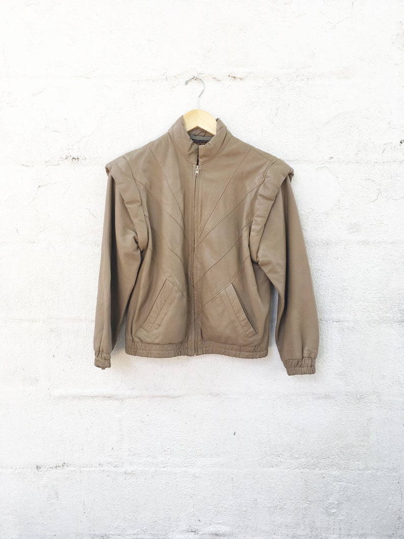 80s Taupe Leather Jacket