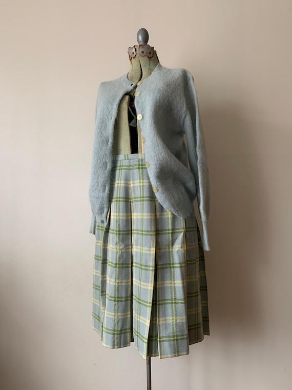 1950s Baby Blue Garland Sweater and Skirt Set / Mi