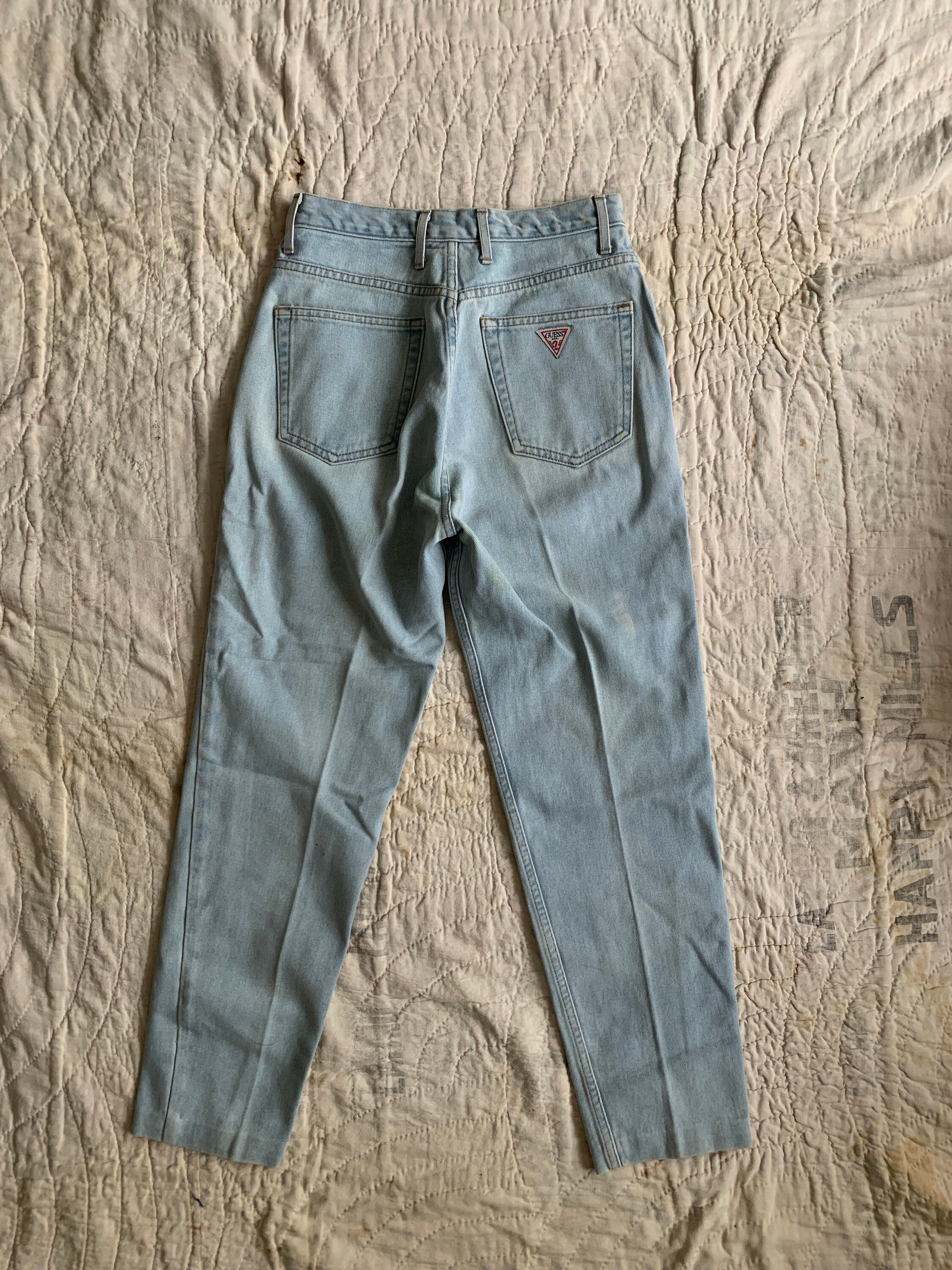 1980s GUESS Light Wash Denim Jeans / Vintage 80's High Waist