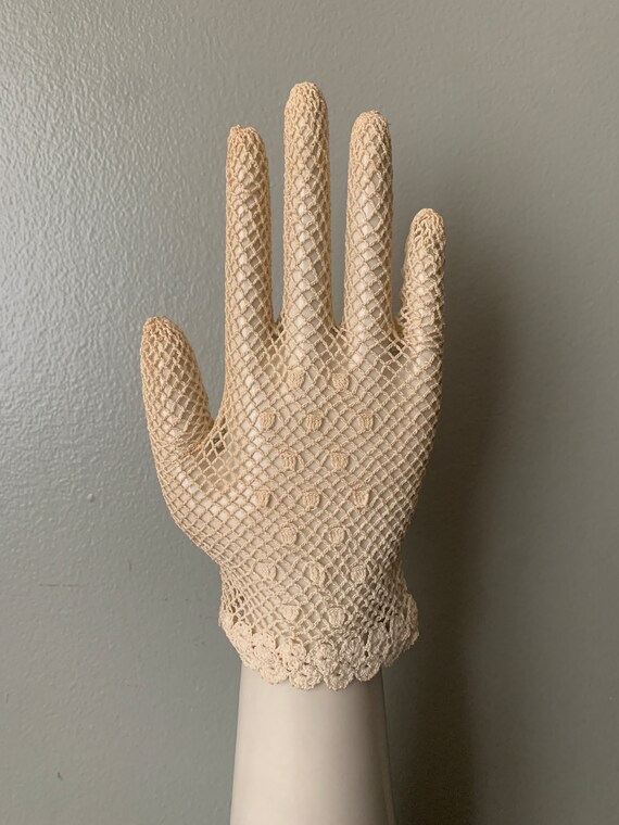 Antique 1900s Victorian Bridal Net Gloves / Edwar… - image 3