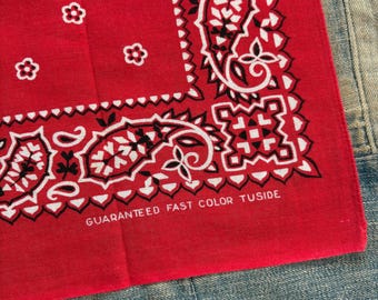 Vintage 1960s Fast Color Cotton Bandana // 16.25x17.5