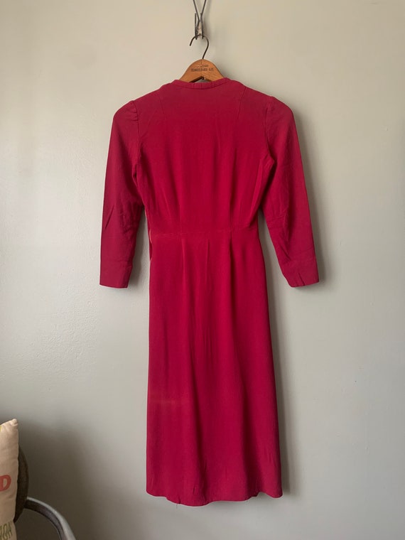 1950s Cherry Red Crepe Dress / vintage 50’s 1950’… - image 6