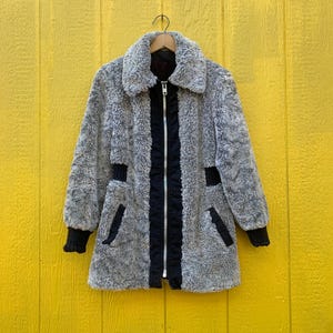 Veste en fausse fourrure Outerama des années 1960 / manteau à fourrure mod vintage des années 60 et 70, taille élastique chaude, taille S-M