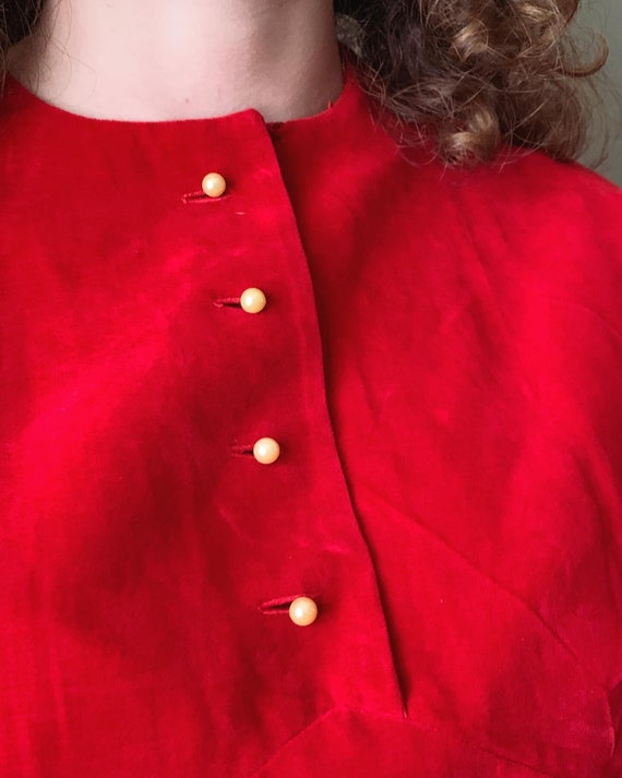 1950s Carol King Red Velvet Dress / vintage 50’s … - image 4
