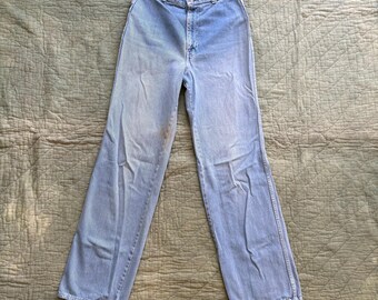 Vintage 1970s Levi’s High Waisted Jeans - waist 27” / 70’s wide leg light wash sailor faded denim Levis made in USA 27x32