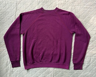 Vintage 1970s Maroon Raglan Sweatshirt - Medium / 70’s pullover a crewneck sweat soft thin