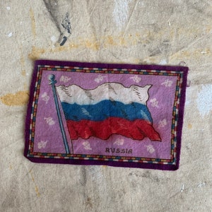 Antik 1910er Jahre Russland Nationalflagge Tabak Filz Sammlerstück 20 x 12 cm