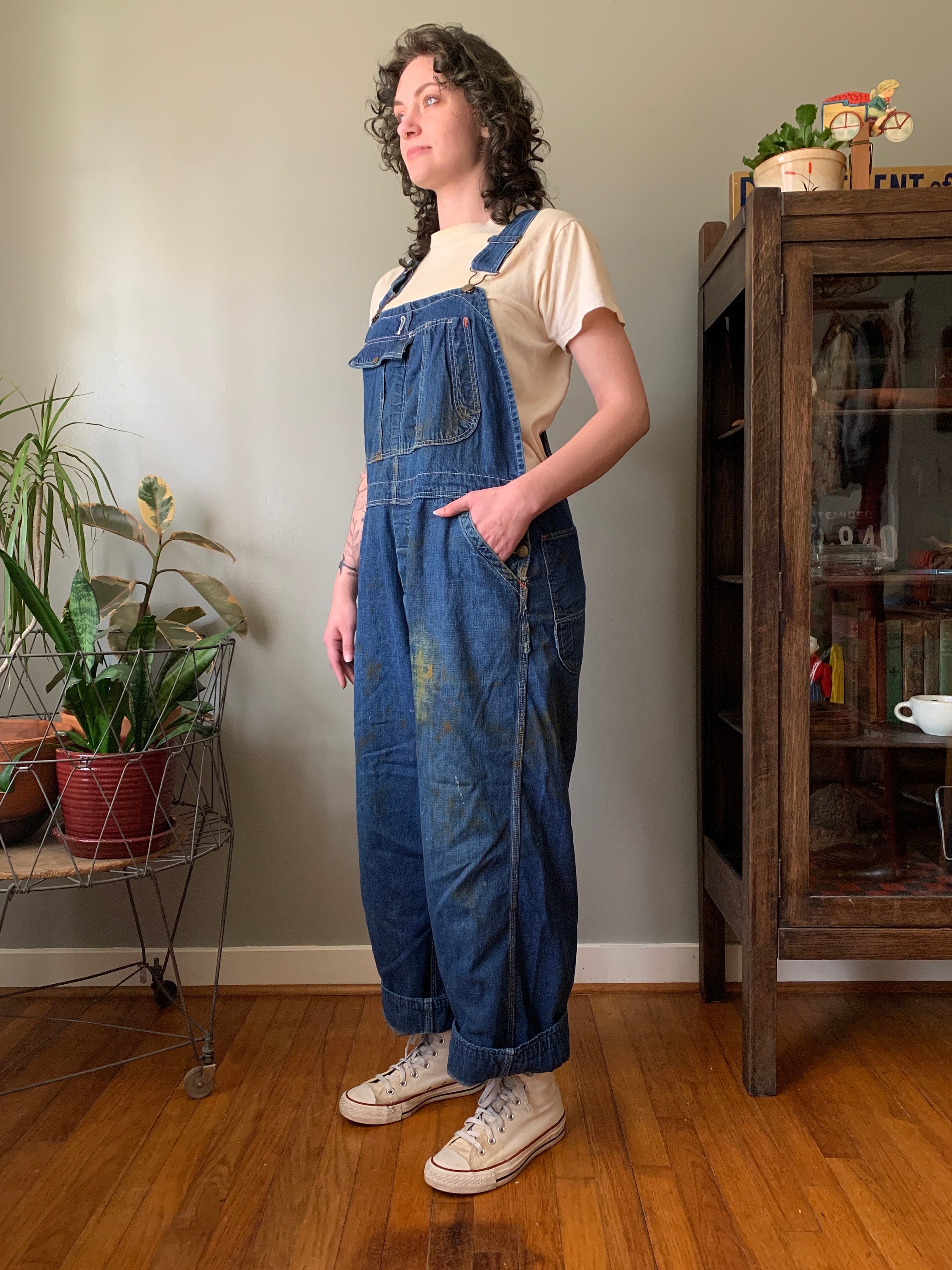 1940s-1950s Sears Blue Gem Denim Overalls / Vintage 40's 1940s-1950s Sears Blue Gem Denim Overalls / Vintage 40's