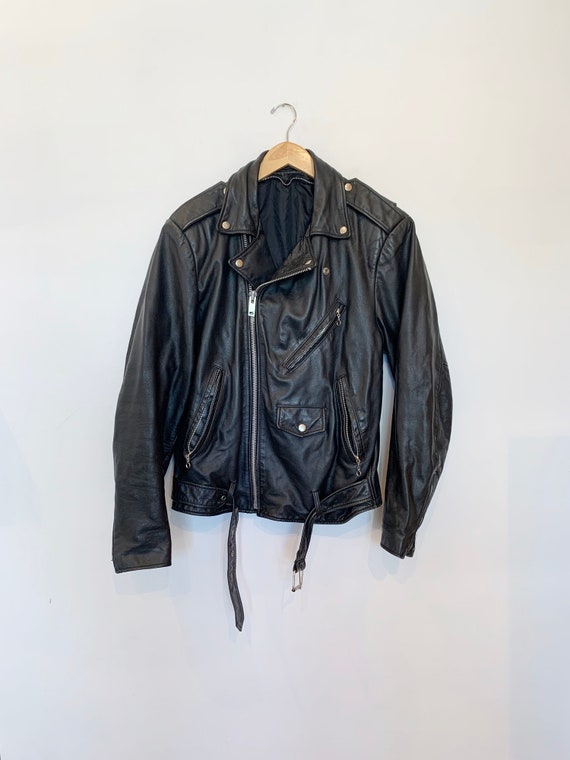 90s Black Leather Moto Jacket