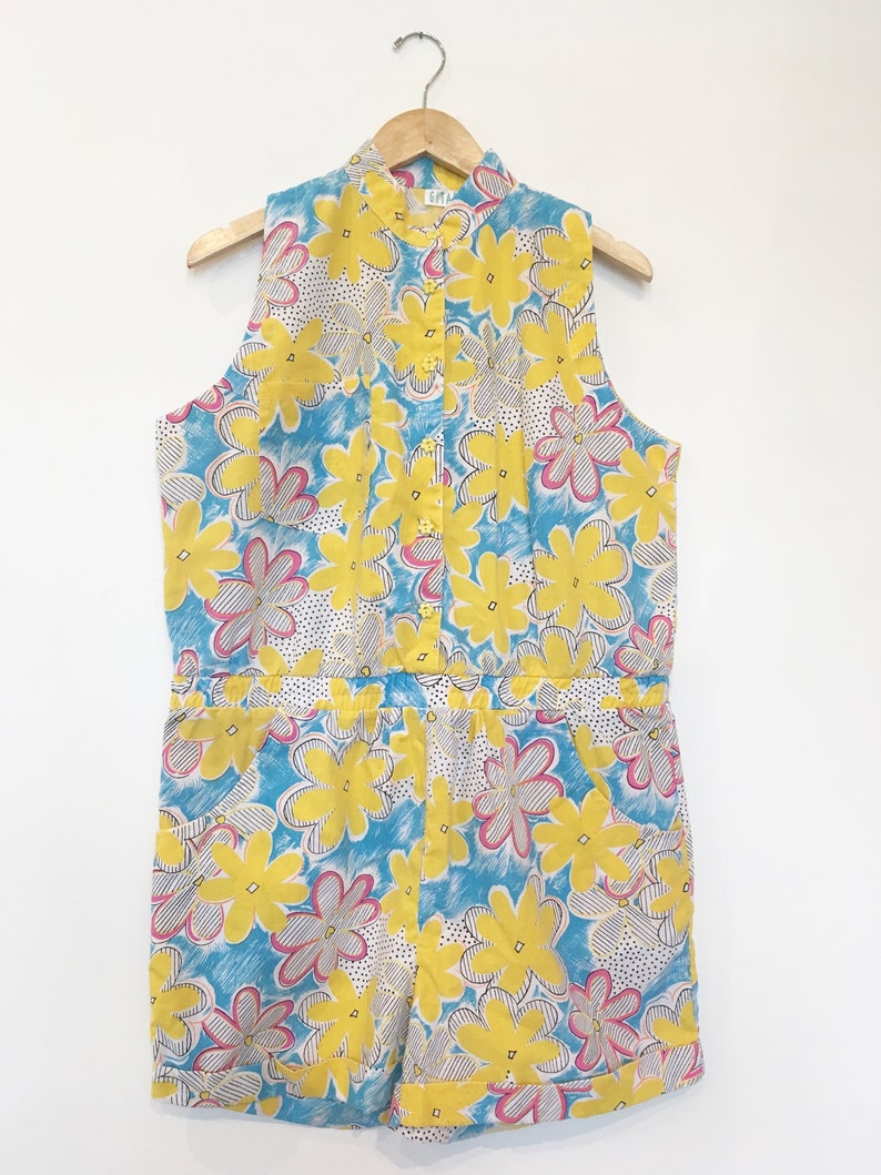 80s Plus Size Floral Romper Waist 37-41
