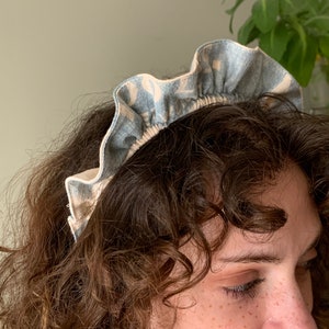 Handmade Vintage Feedsack Ruffle Tiara / antique fabric seed flour grain sack cotton headband