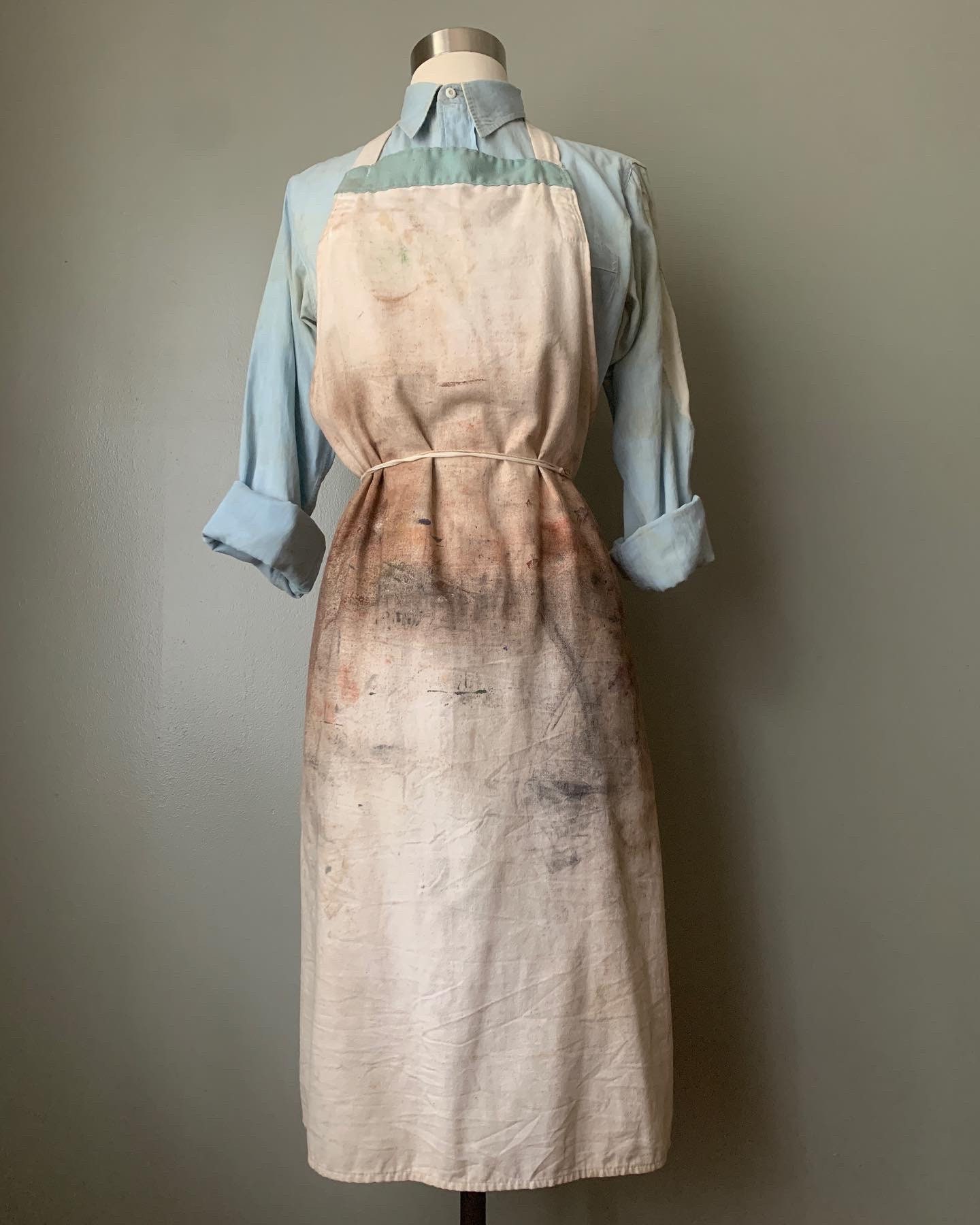 1940s-1950s Artist Apron / Vintage 40's 50's Worn Distressed