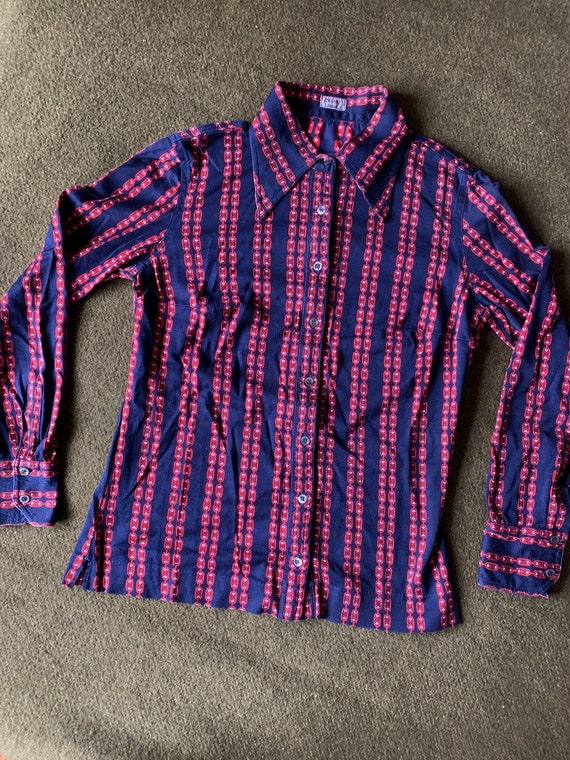 1960s Celine Paris Chain Link Blouse / Vintage Mod