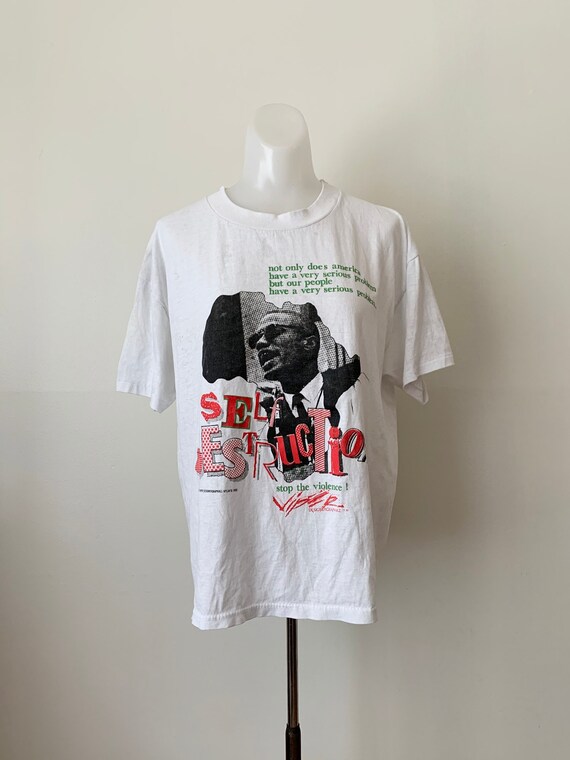 1990 Malcolm X Self Destruction Paper Thin Tee