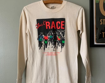 1988 Fast Race Long Sleeve Tee / vintage 1980s 80’s run running t shirt neon graphic downriver runners Allen park XS S