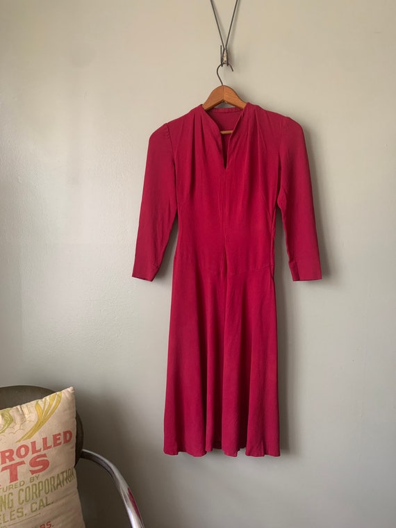 1950s Cherry Red Crepe Dress / vintage 50’s 1950’… - image 1