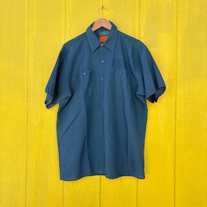 Vintage Navy Blue Work Shirt large American workwear made in USA