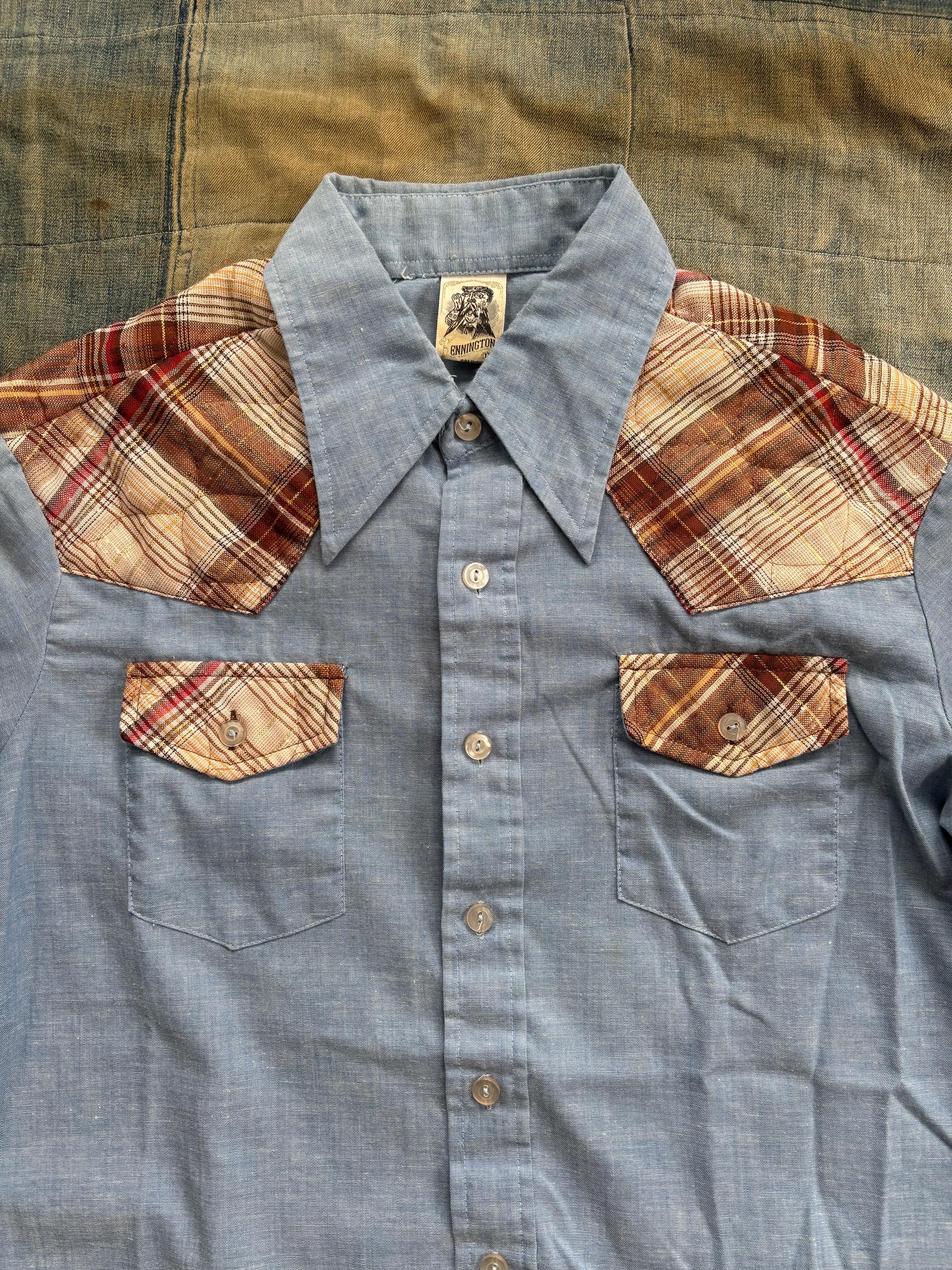 Vintage 1970s Kennington Chambray Western Button up Shirt