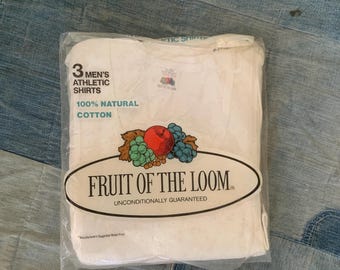 1970s Fruit of the Loom 3 Pack Ribbed Tank Tops / Vintage 70