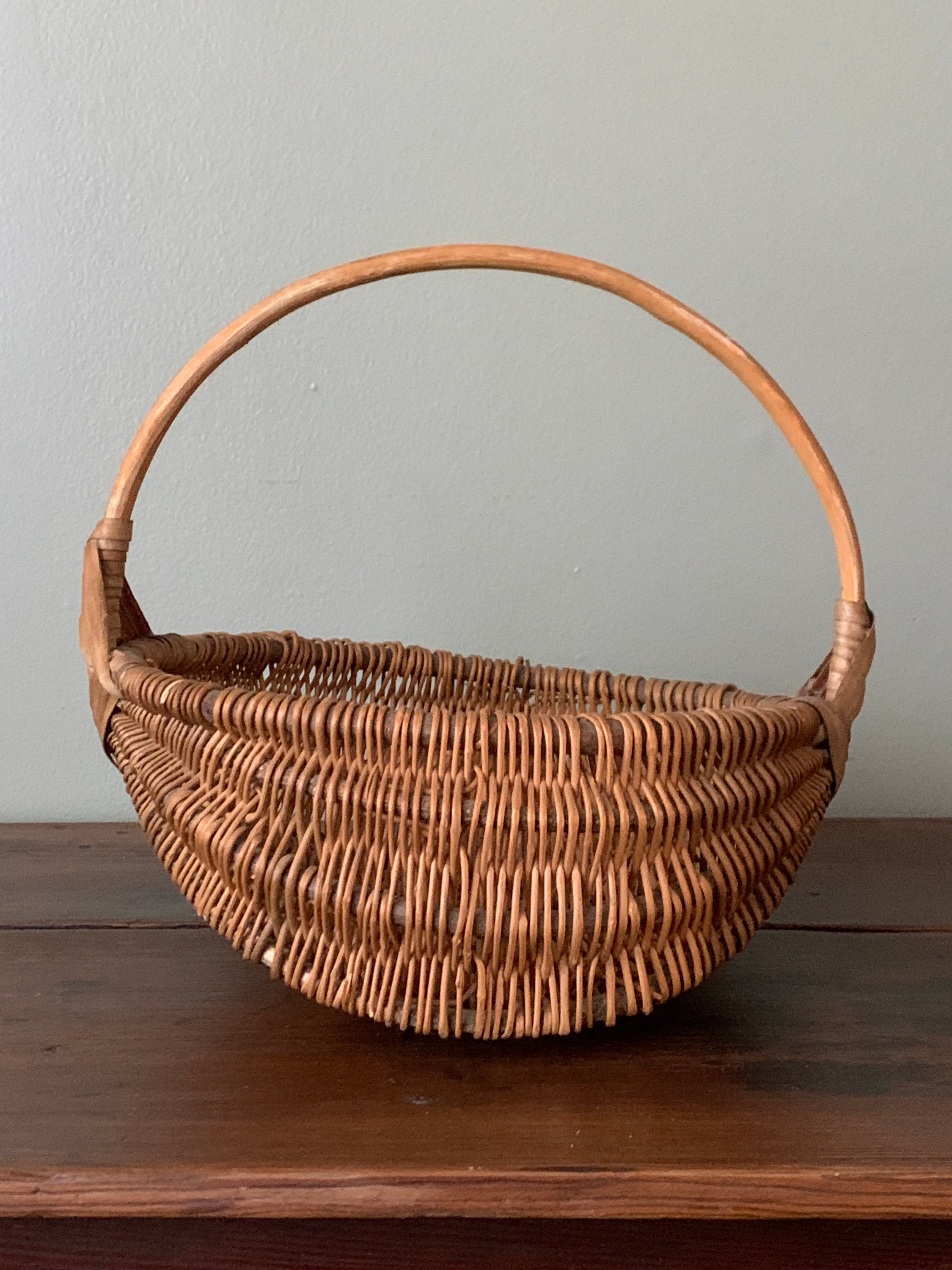 19th Century Antique Woven Oak Splint Gathering Buttocks Basket ...