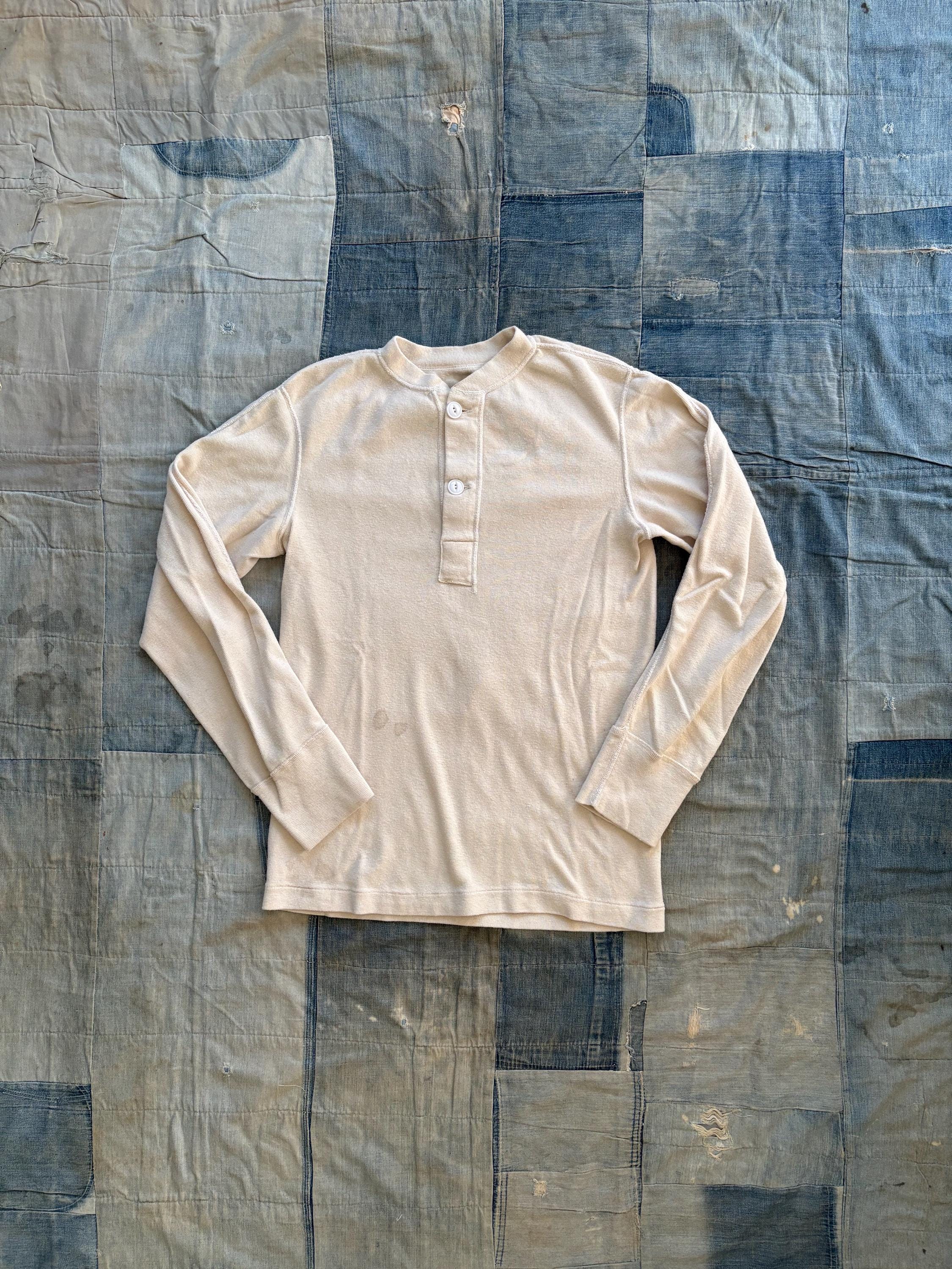 Vintage US Army Sweater Mens Small Wool Henley Tapered Brown
