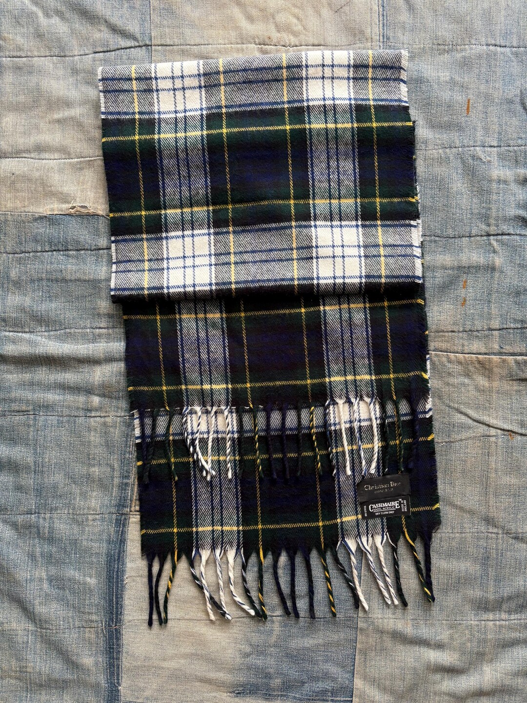 Vintage Christian Dior Monsieur Classic Plaid Cashmaire Scarf
