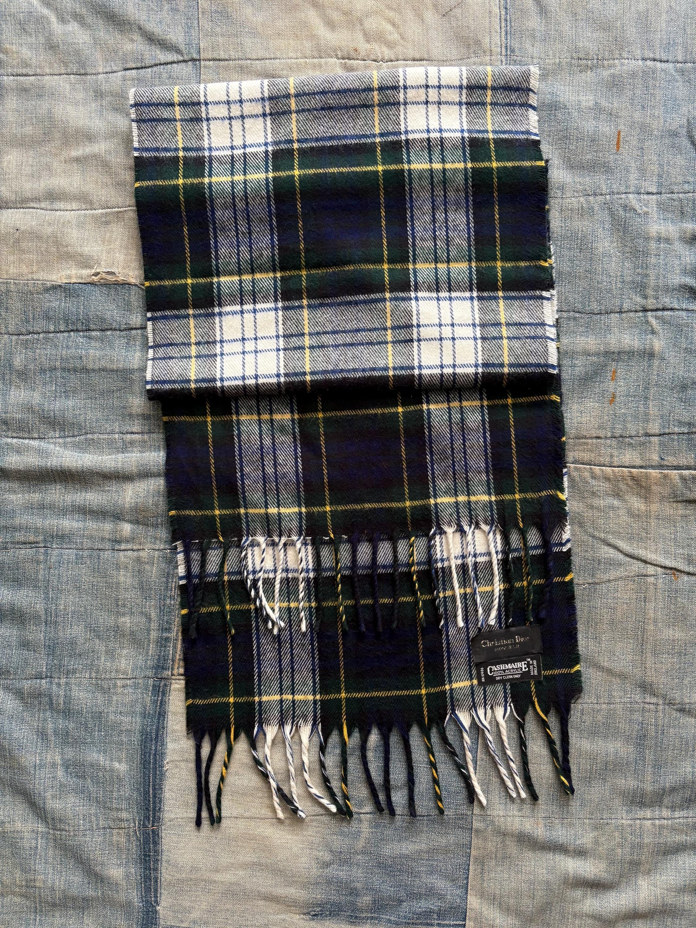 Vintage Christian Dior Monsieur Classic Plaid Cashmaire Scarf
