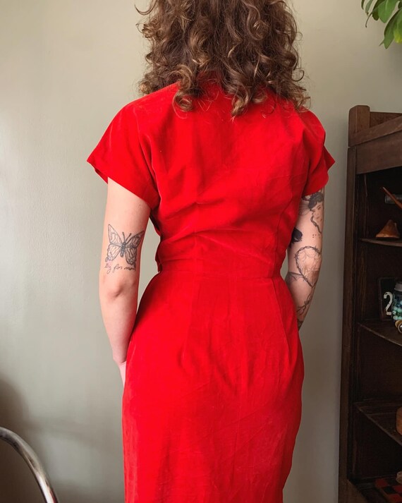 1950s Carol King Red Velvet Dress / vintage 50’s … - image 6