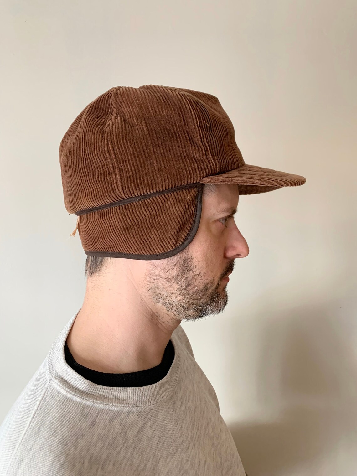 1980s Corduroy Cap w/ Ear Flap / Vintage Baseball Hat Etsy