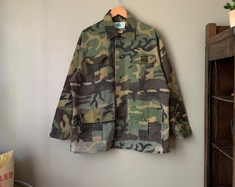 1990s Liberty Camo hunting Jacket / vintage 90's camouflage made in USA snap up chore cotton extra large XL