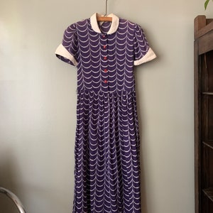 1940s Loralyn Cotton Day Dress / vintage antique 40’s summer dress with repairs size small medium