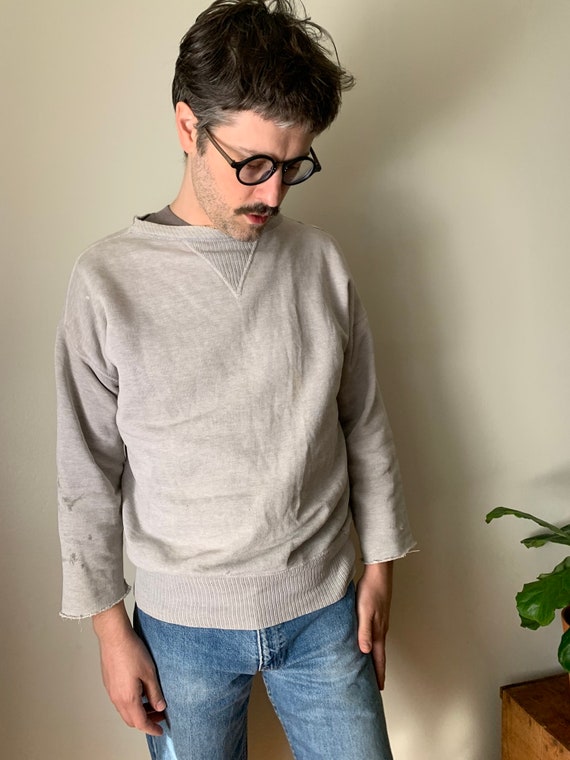 1940s Light Grey Single V Sweatshirt / Crewneck La