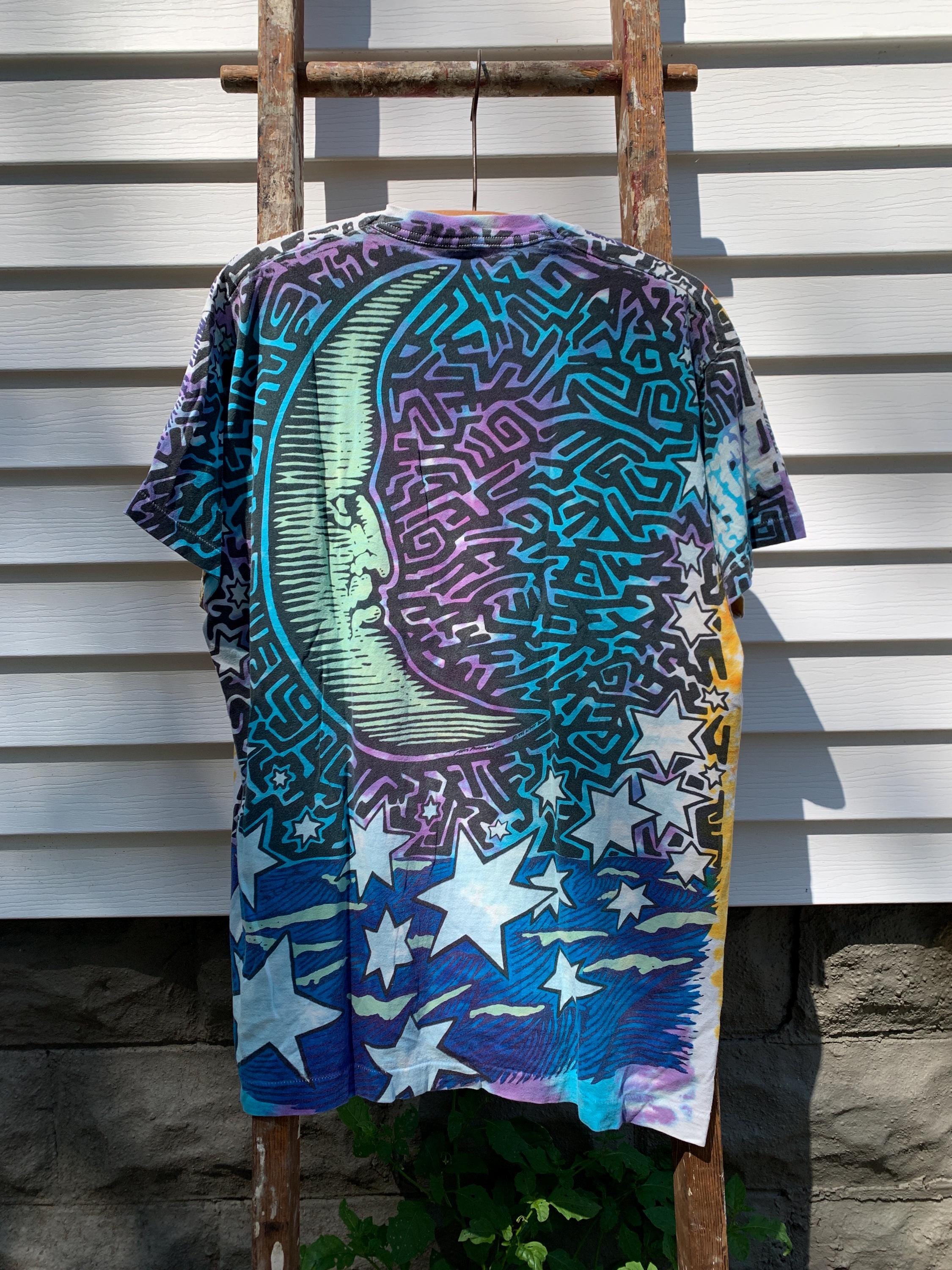 1992 Liquid Blue Sun and Moon All Over Print Tee / Vintage 90