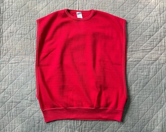 Vintage 1980s Red Sleeveless Sweatshirt - Medium