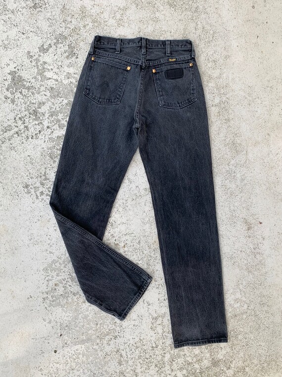 1980s Faded Black High Rise Wrangler Jeans Waist 2
