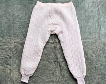 Vintage 1970s White Quilted Thermal Underpants - Medium / 70’s winter cold weather under pants layer