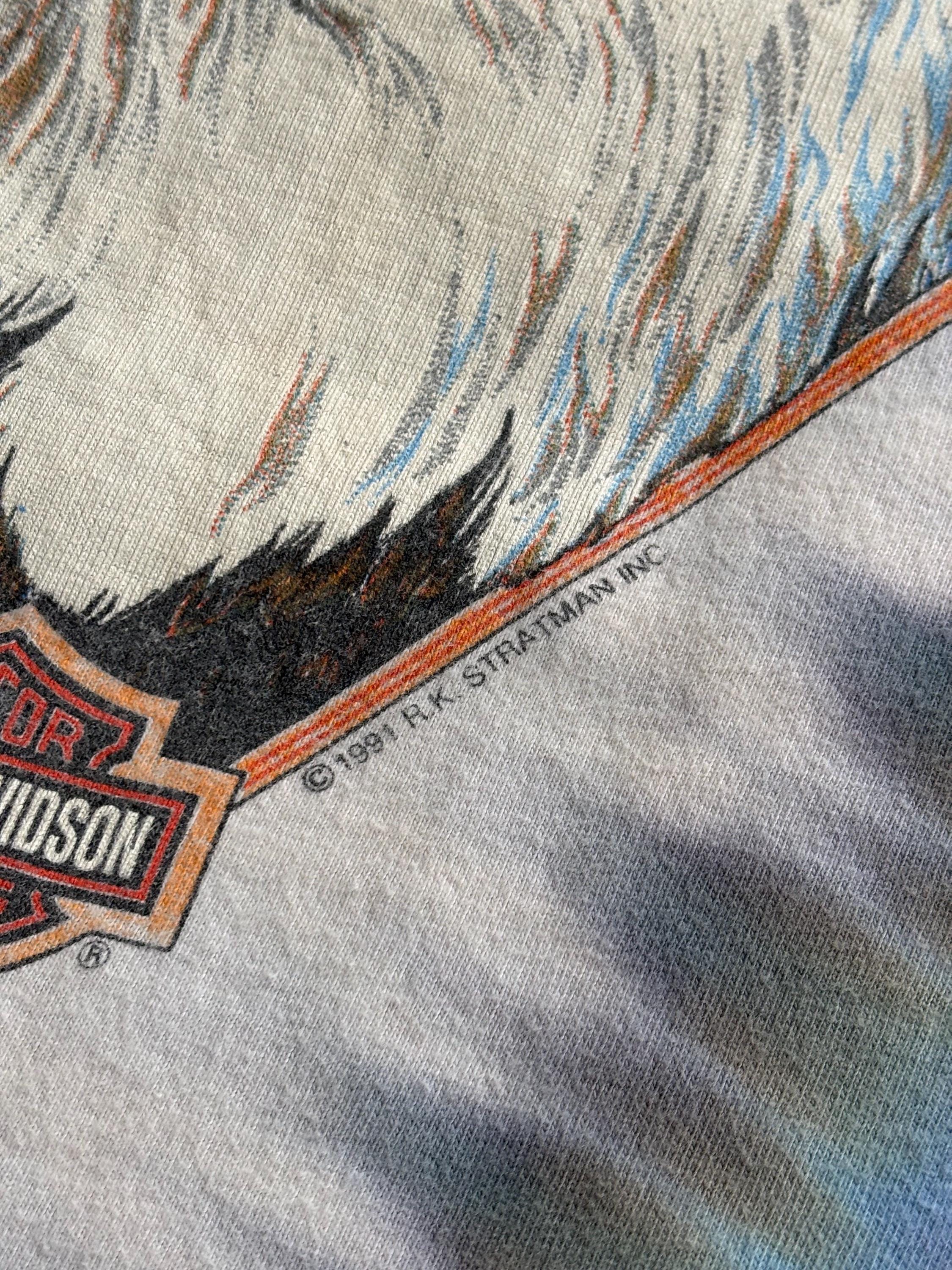 Vintage 1991 Harley Davidson Muskegon Michigan Tie Dye Tee Small
