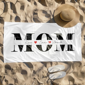 Personalized Mom Beach Towel,Best Gift For Mom,Gift For Mothers Day, Mom Birthday Christmas Gift, Mothers Day Towel, Summer Mama Beach Towel