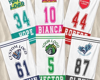 Toalla de playa con logotipo deportivo personalizado, regalo personalizado para entrenador y jugador
