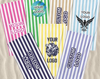 Toalla de playa con logotipo personalizable, regalo personalizado para tu equipo