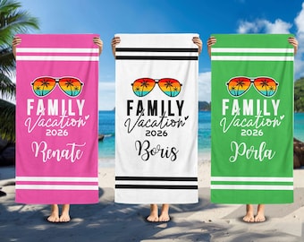 Toalla de playa para vacaciones familiares 2026: regalo personalizado para tus vacaciones de verano