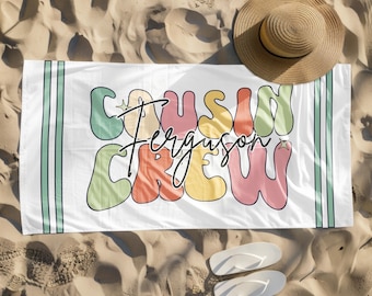 Personalized Cousin Crew Beach Towel,Family Reunion Gift