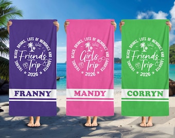 Toalla de playa personalizada para vacaciones en grupo 2026: regalo de viaje de verano personalizado