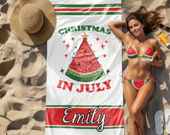 Toalla de playa "Navidad en julio", personalizada