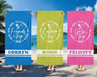 Toalla de playa personalizada para viajes en grupo 2026, regalo de vacaciones personalizado